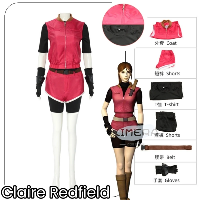 

Claire Redfield Cosplay Costume Clothes Uniform Cosplay Game Sports Wear Performance Dress Battle Halloween Party Woman Set