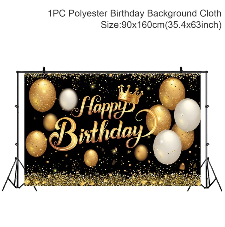 Avezano Green And Gold Birthday Backdrop Glittery Happy