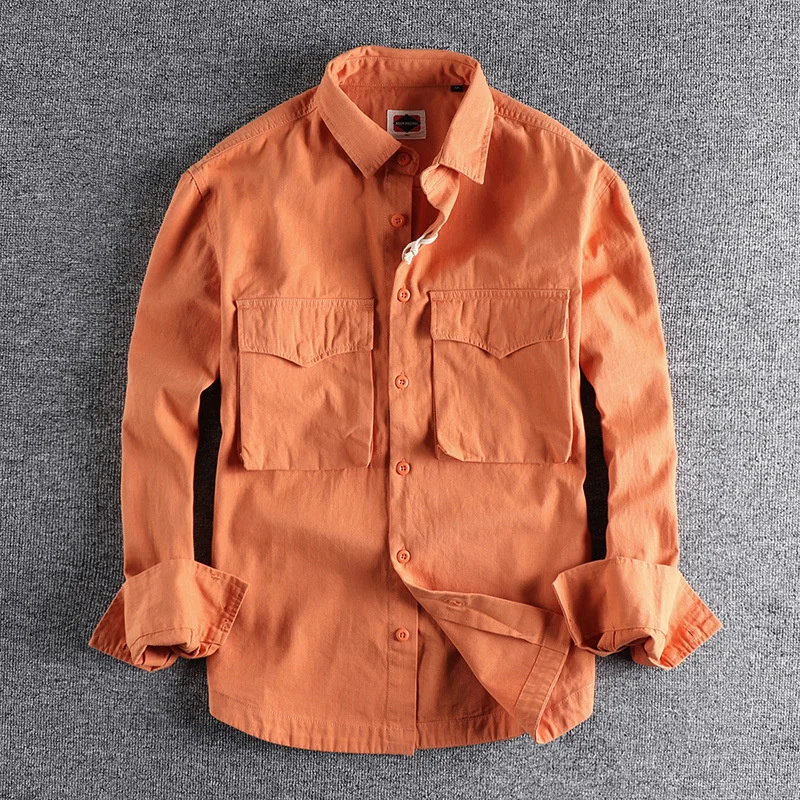 

Brand Handsome Men's Long Sleeved Work Shirt Design Sense Of Minority Loose Ruffian Pure Cotton Shirts Tops Clothes For Male