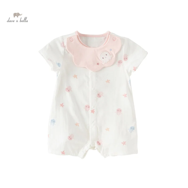 Dave Bella 2024 New Summer Boy’s Girl's Baby Jumpsuit Romper Newborn Creeper Romper Short Sleeve Casual Print DB2240815 4