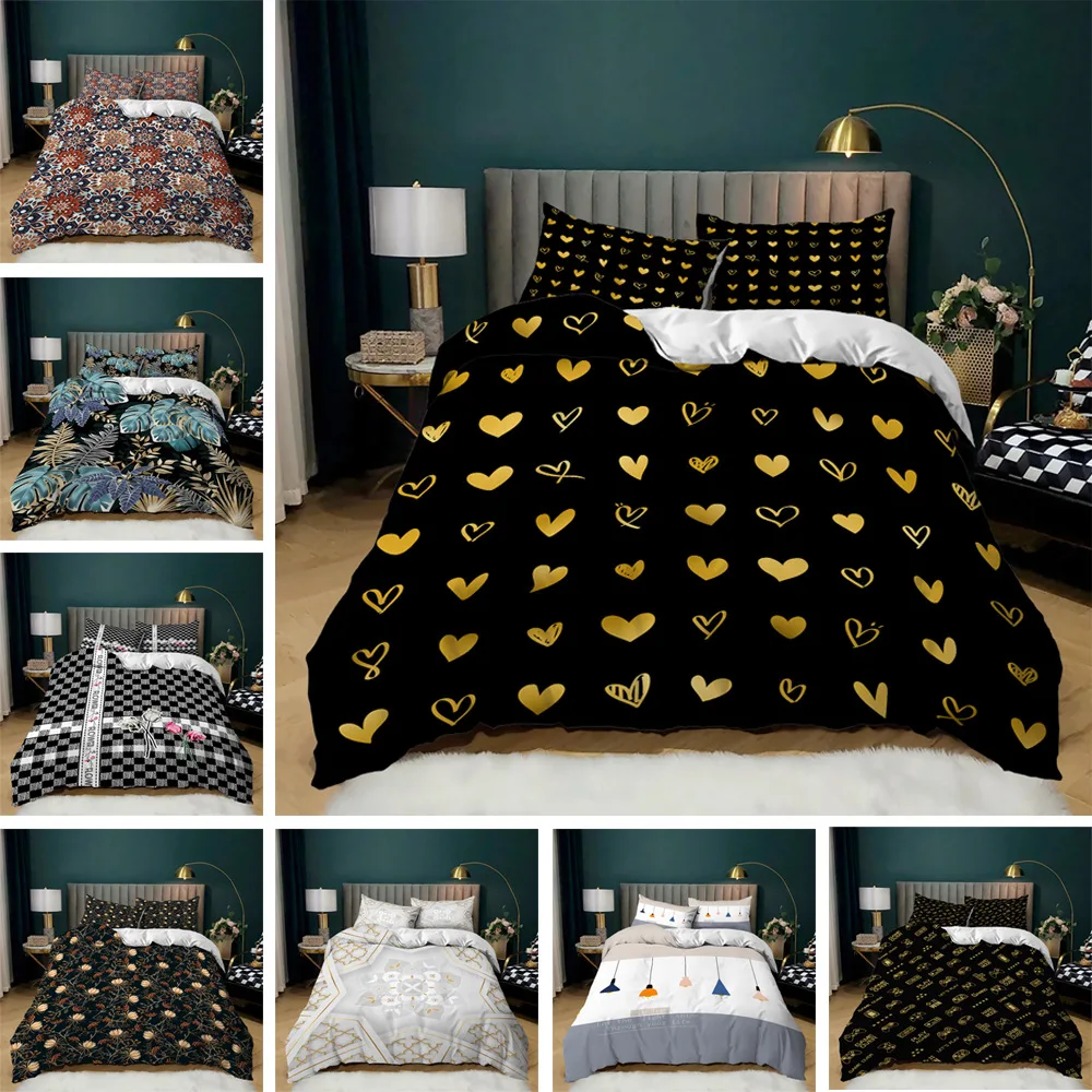 Pastoral Style Bedding Set for Bedroom Modern Plant Flower Pattern Duvet Cover with Pillowcases Soft Quilt Cover Queen King Size