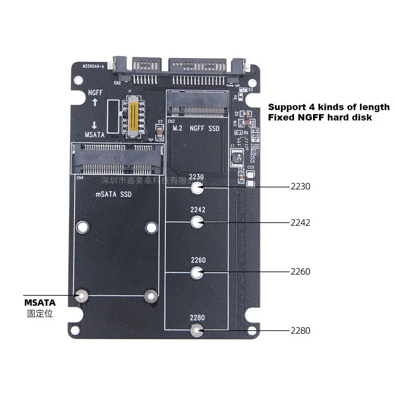 M.2 Converting Solid-state SSD to Sata3 External Hard Disk Box Ngff Msata to Serial Port Conversion Card Dual-use Two-in-One — view 2