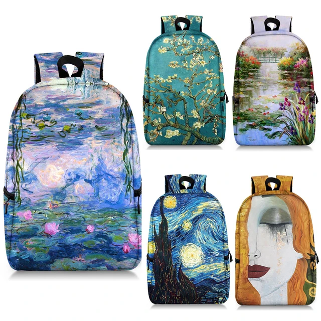 GLUDEAR Men Women Vincent Van Gogh Oil Paint Backpack