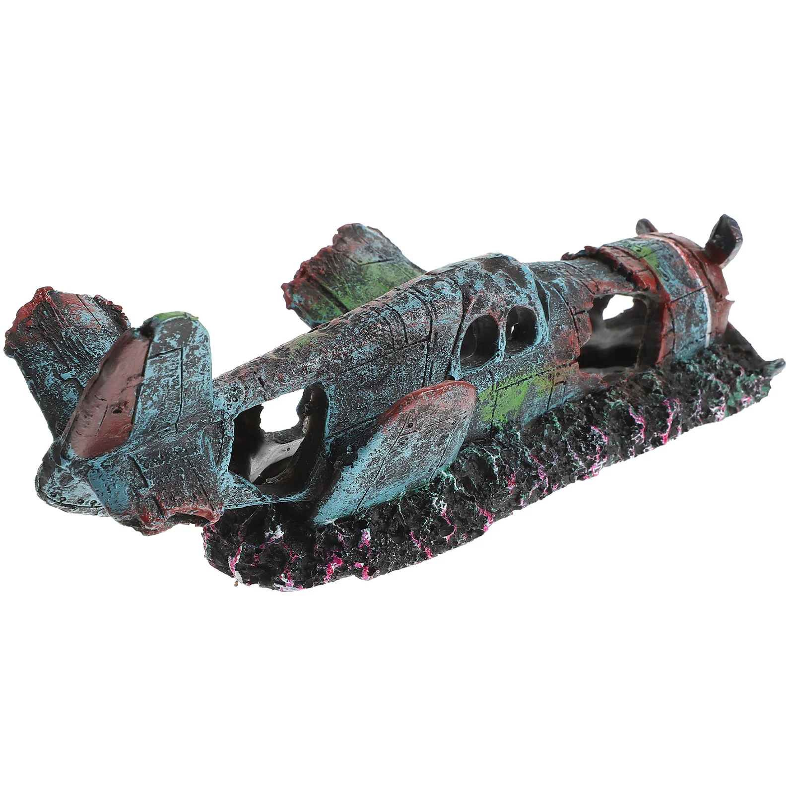 Resin Craft Fish Tank Plane Artificial Plane Wreckage Decor Aquarium Landscape Ornament (Size S)