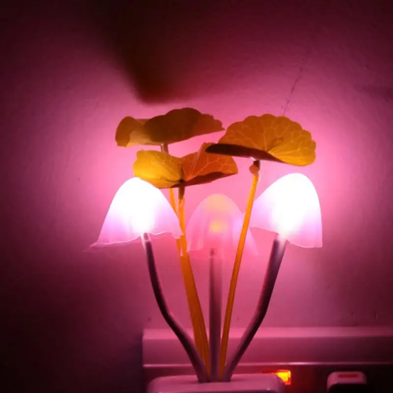 

Colorful Night Light Control Induction Avatar Mushroom Lamp European Style Plug Adapter LED Energy Saving Home Decor