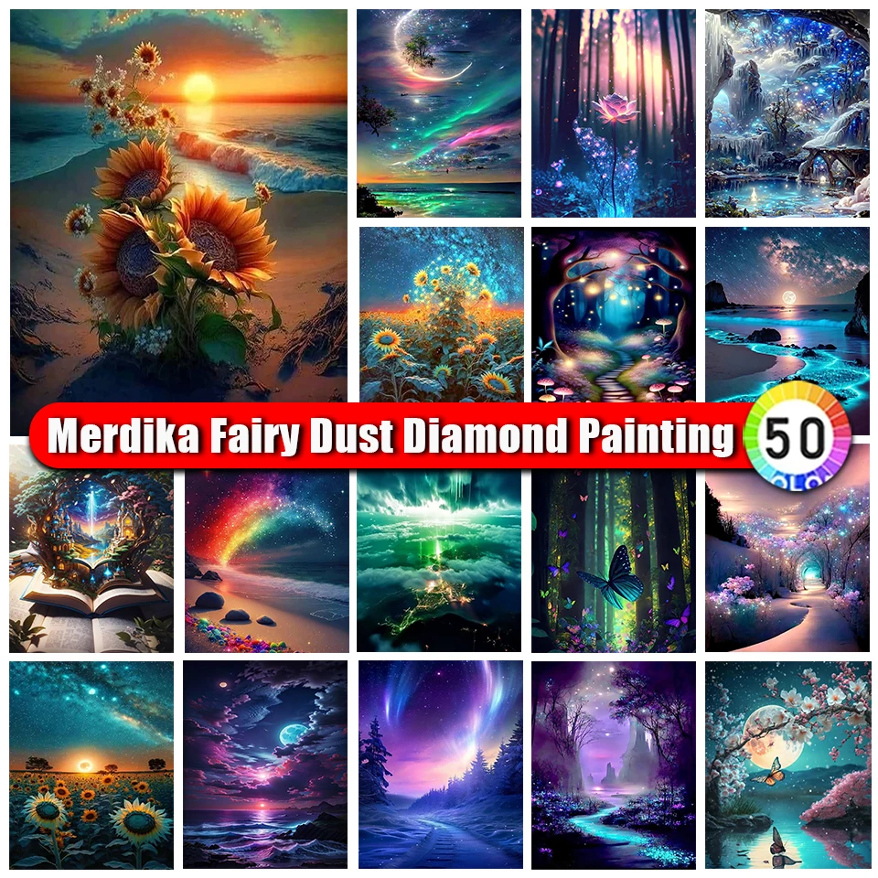 

Merdika Fairy Dust Diamond Painting Tree Scenery Full Mosaic Landscape Picture Cross Stitch Embroidery Kit Art Rhinestone Gift