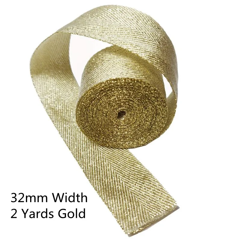 Gold Twill Polyester Ribbon Bias Binding for DIY Craft Projects with Lurex Accent
