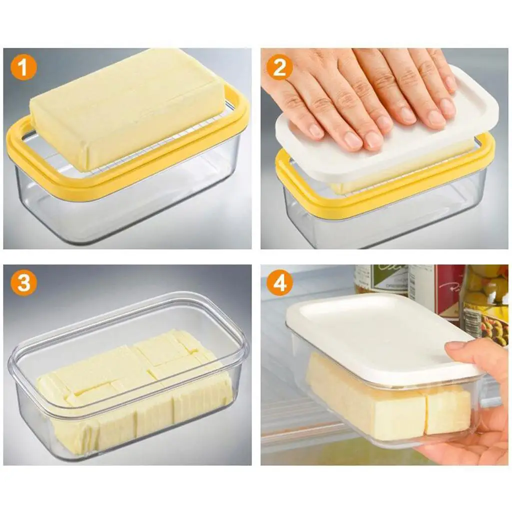 Plastic Butter Dish With Lid Butter Keeper Container Storage Cutter for Kitchen Storage & Decor