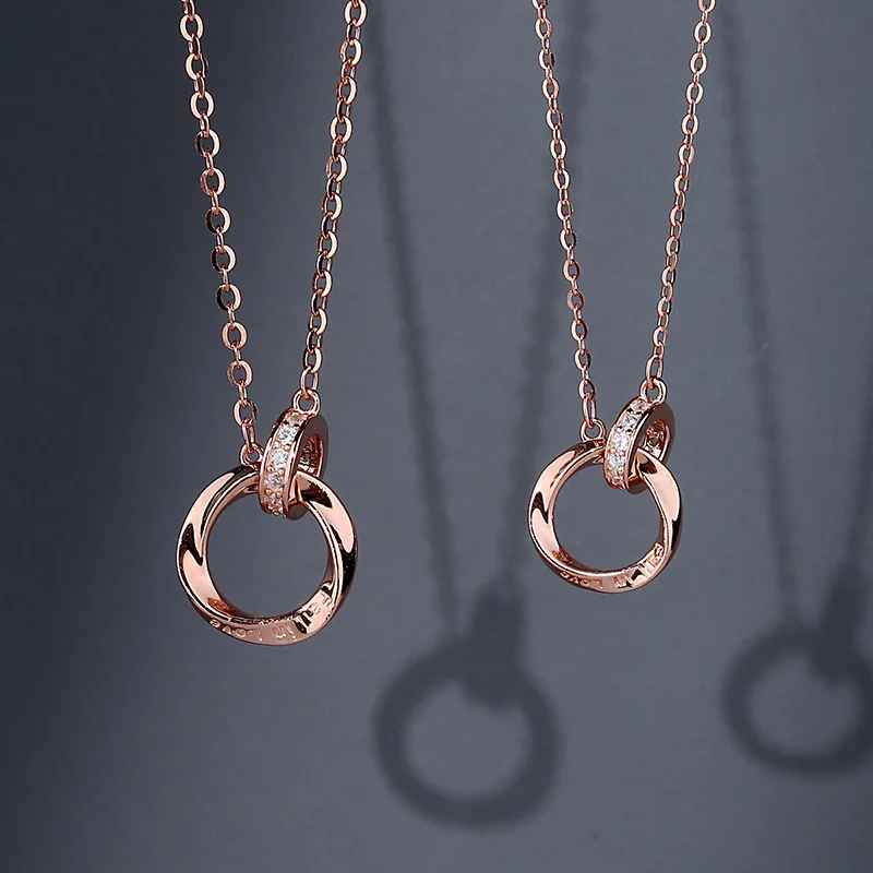 

925 Sterling Silver Necklace Mobius Strip Rose Gold Color 999 Sterling Silver Name Pendant Necklace Lovers' Valentine's Day Gift