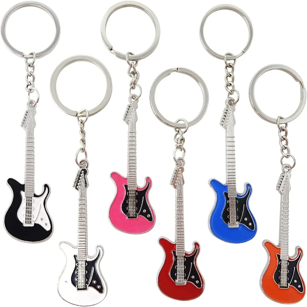 

New Alloy Guitar Keychain Cute Bass Keyring for Man Women Bag Pendant Car Key Ring Accessories Music Lovers Gift
