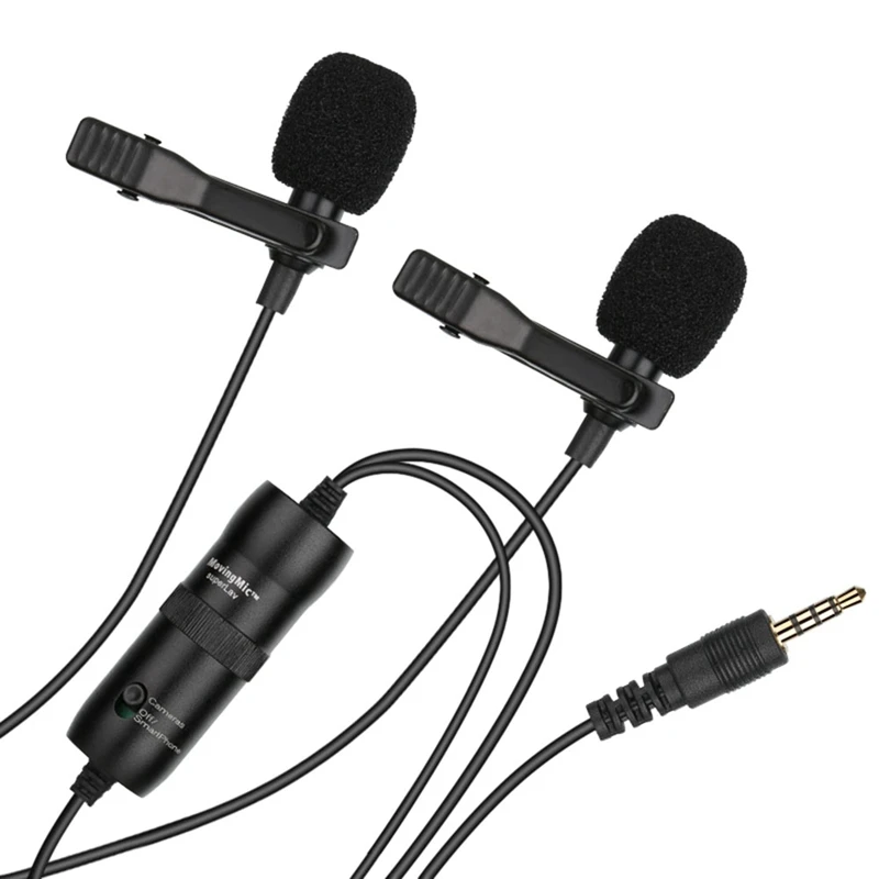 

Петличный двойной микрофон 3,5 мм, конденсаторный микрофон, идеально подходит для записи/интервью/видеоконференций/подкастов/голоса