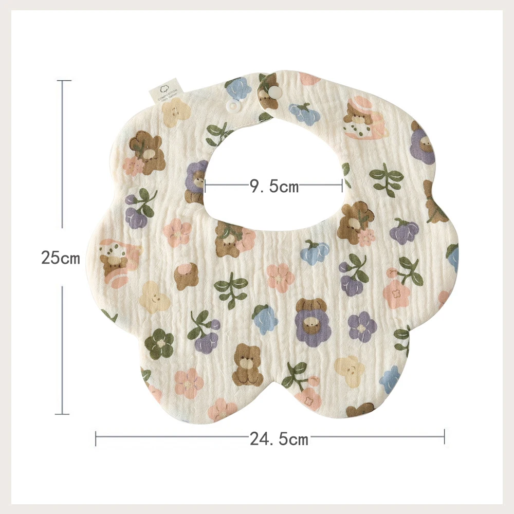 Newborn Toddler Burp Cloth Kid Bib Cotton Gauze Baby Feeding Bibs Summer Soft Petal Infants Print Saliva Towel  baby stuff 6