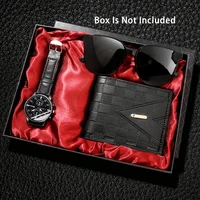 3pcs Men's New Fashion Versatile Watch - Quartz Movement, Handsome Sunglasses, Casual Wallet Perfect Business Party Gift 1