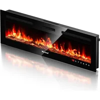 Electric Fireplace 60Inch,Realistic Flame Electric Fireplace Heater,Log Set/Crystal Flames 750-1500W with Timer Inserts/Mounted 1