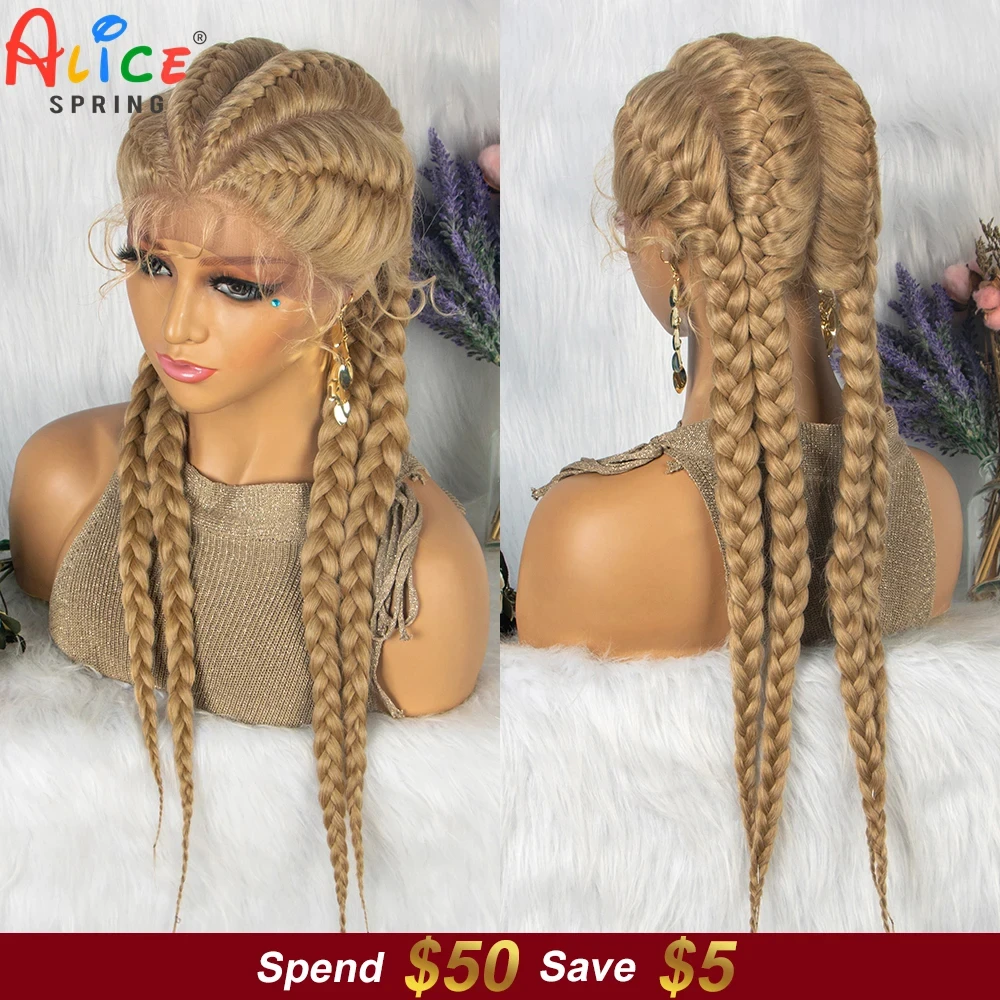 26 Inch Synthetic Braid Wigs For Black Women 27-613 Blonde