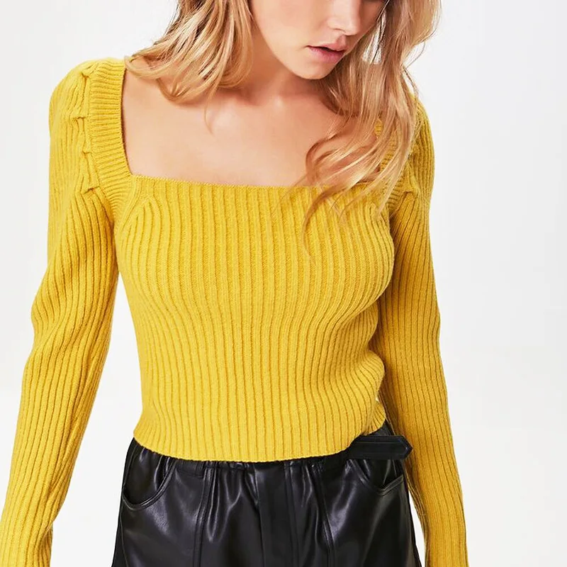 

Зимний облегающий вязаный свитер 2023, женские пуловеры в стиле ретро с бантом на спине, женские пикантные укороченные свитера на шнуровке с пышными рукавами 29454