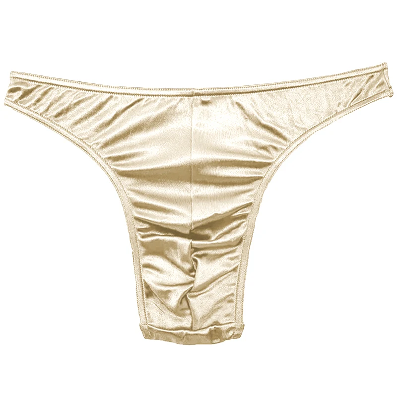 Sexy Underwear Men Gay Thong Lingerie Sissy G-Strings Breathable T-Back low-Rise Satin Silky Solid SMLXL2XL3XL