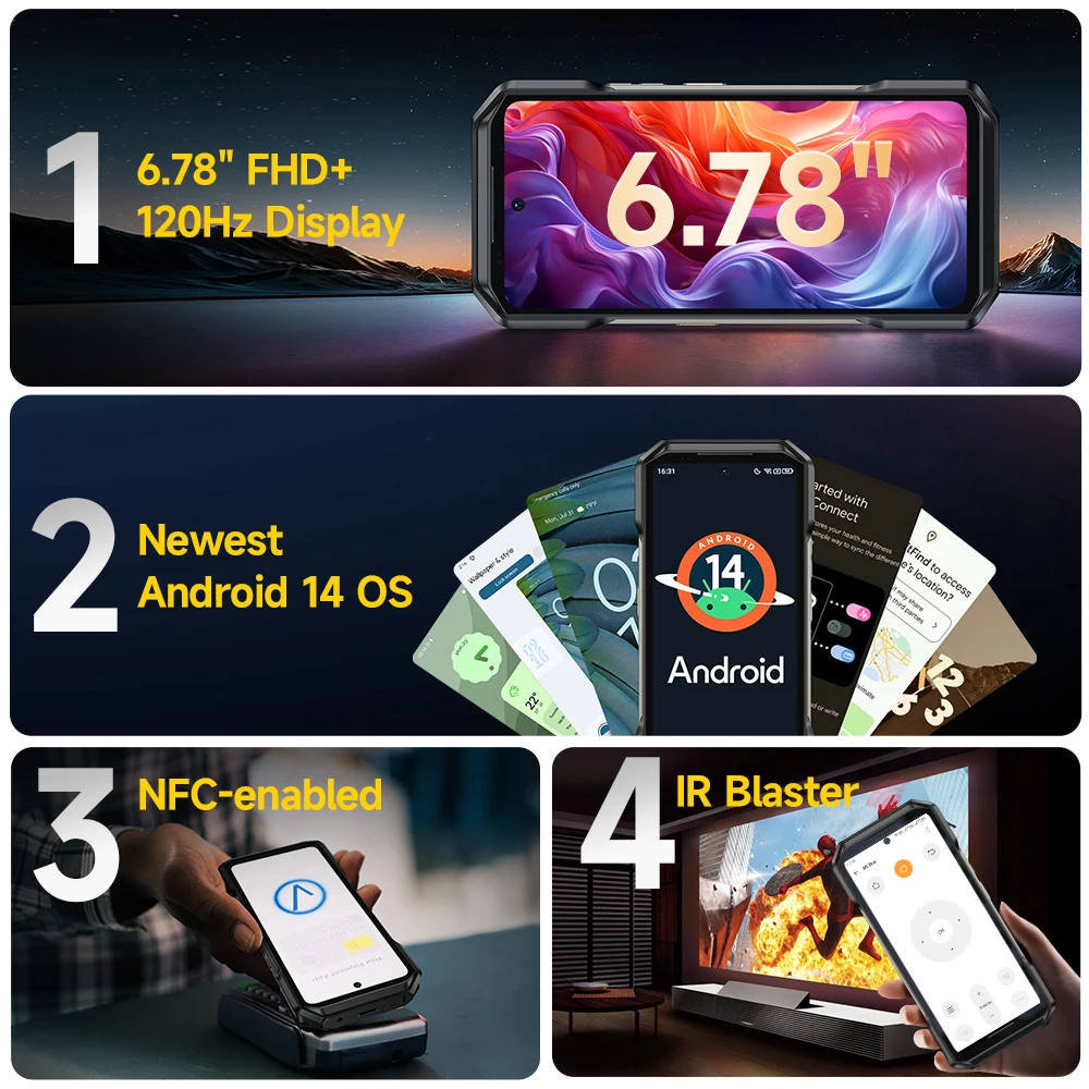 Ulefone Armor 27 Pro 5G Rugged Phone 10600mAh Smartphone 50MP Camera 64MP Night Android 14 Up to 24GB+256GB NFC Waterproof Phone 5