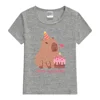 Cute Capybara And Cake Happy Cappy Birthday Kids T-Shirt Print Girls Clothes Child T-shirt White Short Sleeve Tee 1-12 Year 2