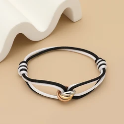 Fashion Rope Bracelet with Creative Colorblock Design - Men's & Women's Accessory Gift (Black white)