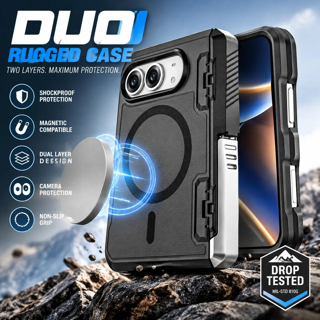 Dual Layer Shockproof iPhone Case with Stand – Rugged Protective Bumper Cover