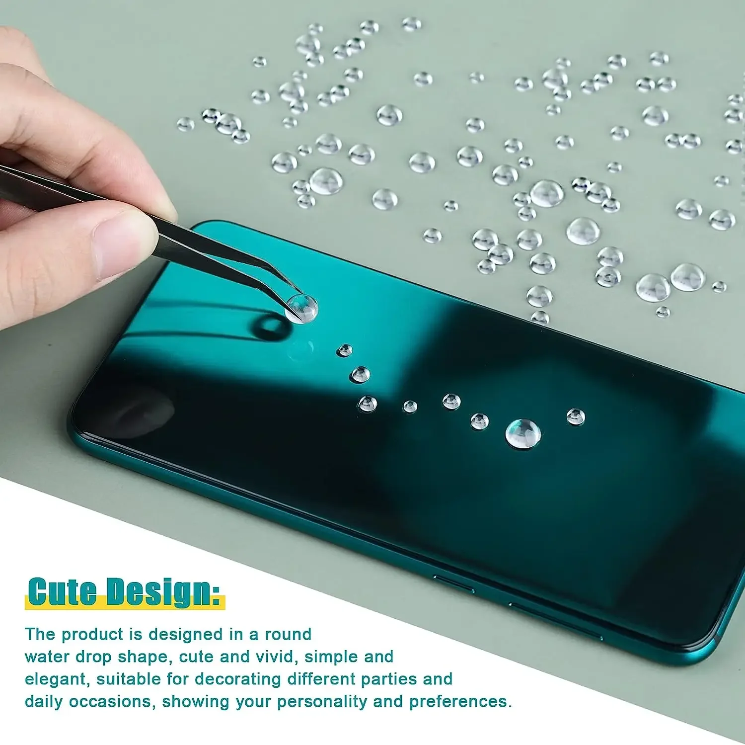 350Pcs Clear Dewdrop Holographic Water Droplets Embellishments Card Making Resin Beads for DIY Crafts