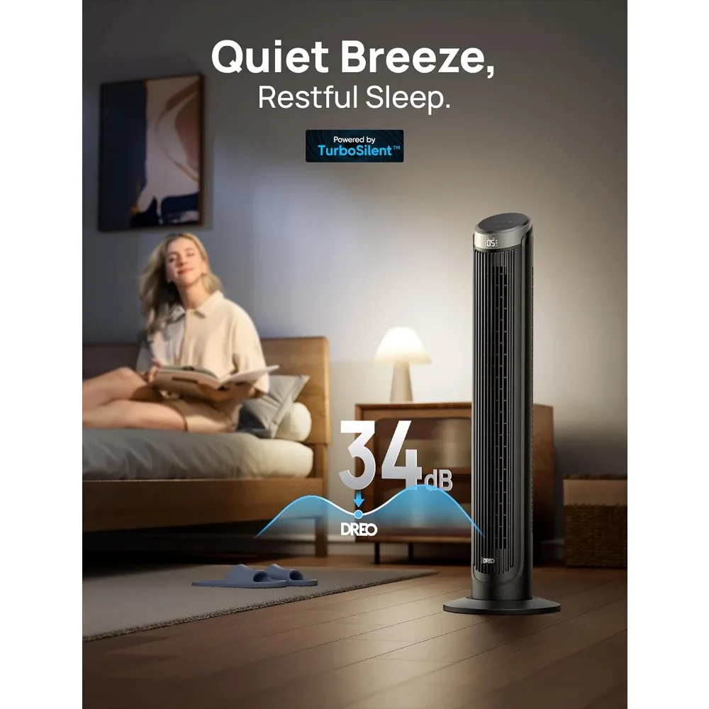 Tower Fans for Bedroom, 90° Oscillating Fans for indoors, 4 Modes 5 Speeds Max 26ft/s, 12H Timer, LED Display with Touch, 3