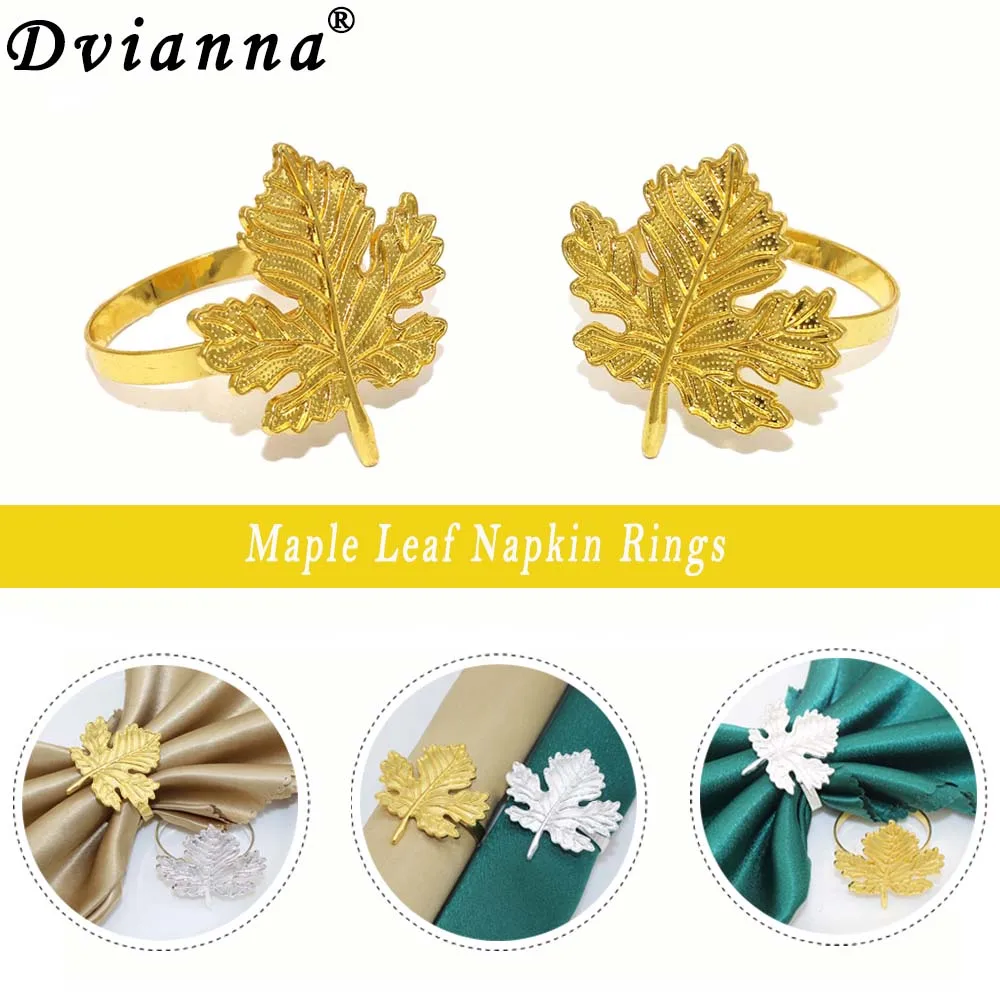 

8Pcs Maple Leaf Napkin Rings Fall Napkin Buckle Alloy Napkin Holder for Thanksgiving Day Fall Theme Party Table Decoration HWL87