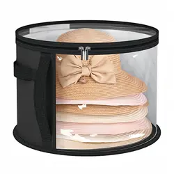 Compact Round Travel Hat Box Organizer - Durable and Convenient Hat Storage (Black)