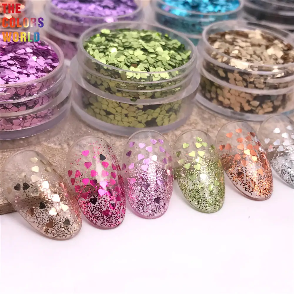 

TCT-885 Love Heart Nails Glitter Sequin 1MM Smallest Size Valentine's Day Decoration Gel Polish Paillette Manicure Accessories