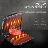 Panini Press Grill, Yabano Gourmet Sandwich Maker Non-Stick Coated Plates 11" x 9.8", Opens 180 Degrees to Fit Any Type or Size 2