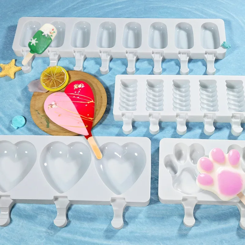 

4/8 Ice Cream Silicone Mold Candy Bar Moldes De Silicona Moule Patisserie Chocolate Mold Ice Cube Maker Silicon Popsicle Mould