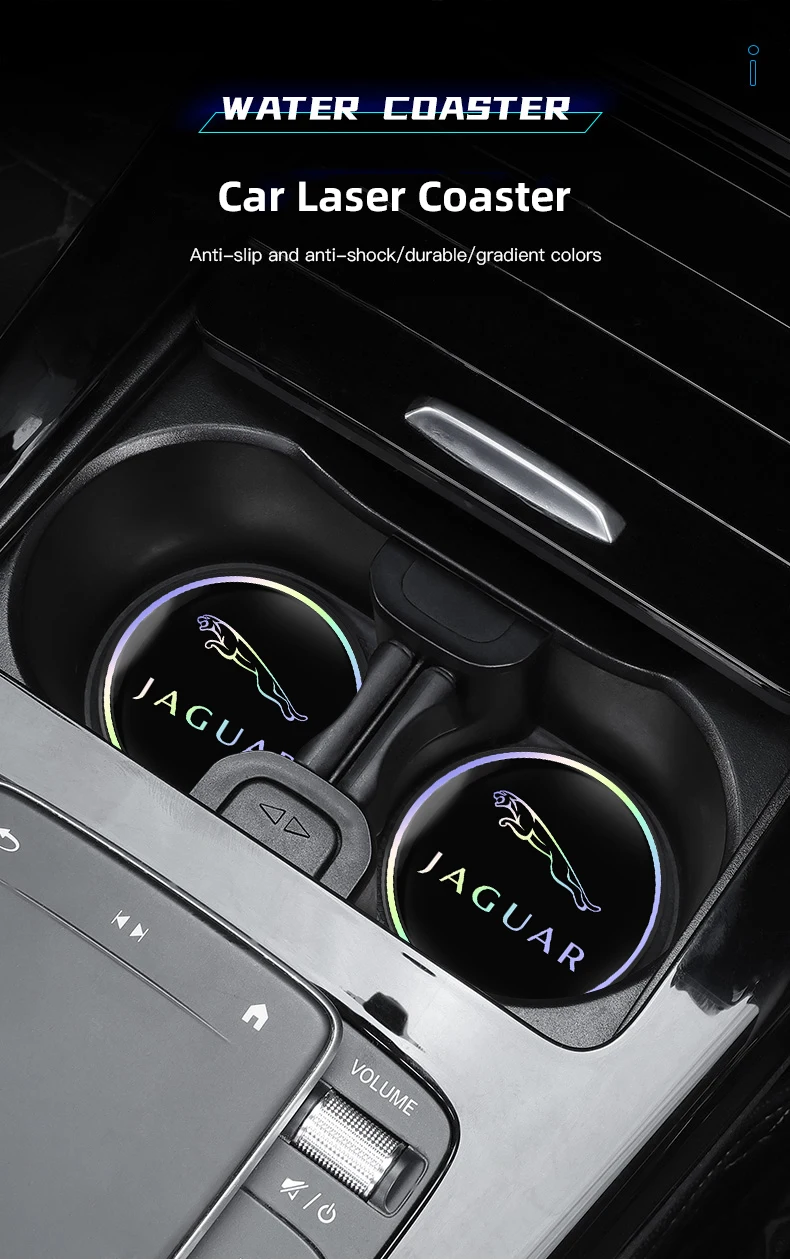 2Pcs Auto Wasser Tasse Matte Auto Innen Lagerung Pad Zubehör Für Jaguar X S F XF XE XJ XK XEL XFL XJL XJ6 XJS XKR XFR F-Typ – Detail 1