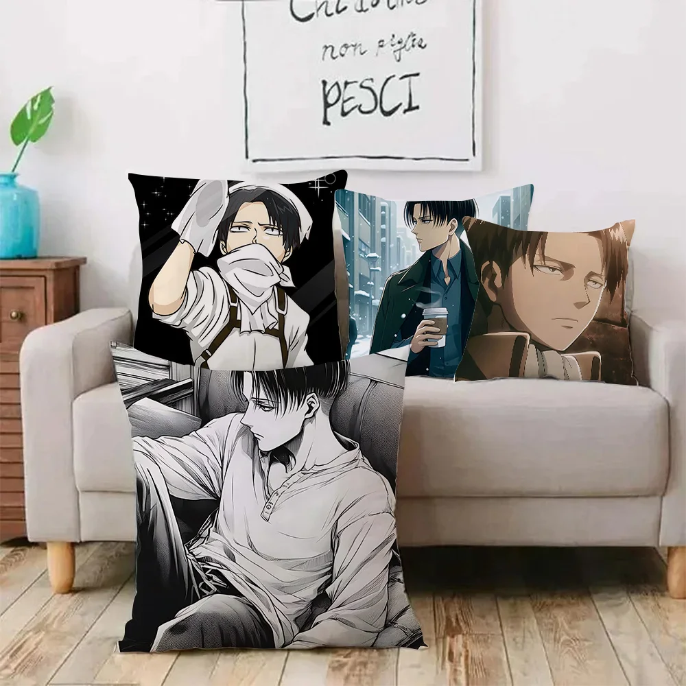 Levi Ackerman Attack On Titan Pillow Covers Cartoon Sofa Decorative Home Double-sided Printing Short Plush Cute Cushion Cover 2