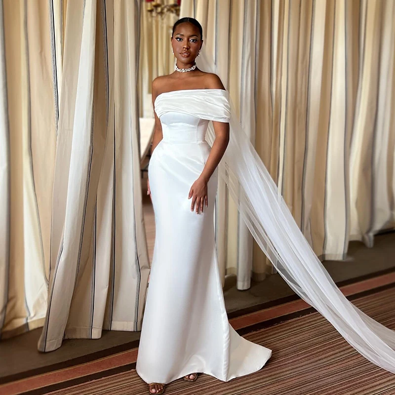 

Eightree Women Mermaid Wedding Dresses 2024 One Shoulder Floor Length Satin Bridal Dress Formal Evening Wedding Gowns Plus Size