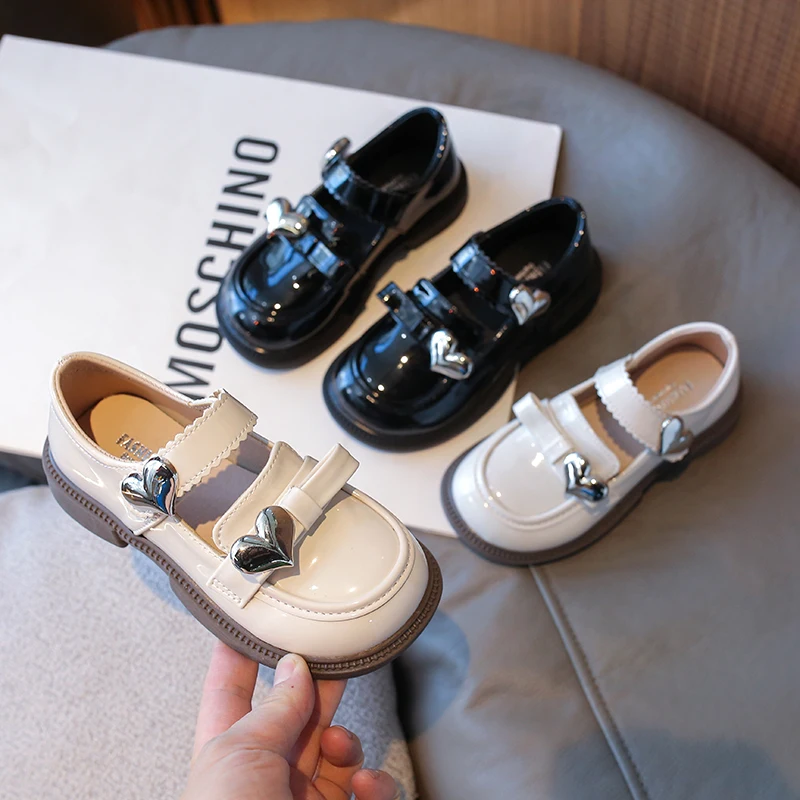Children's Leather Shoes Glossy Black School Girl Shoes Fashion Autumn Kids Princess Causal Mary Jane Sweet Chic