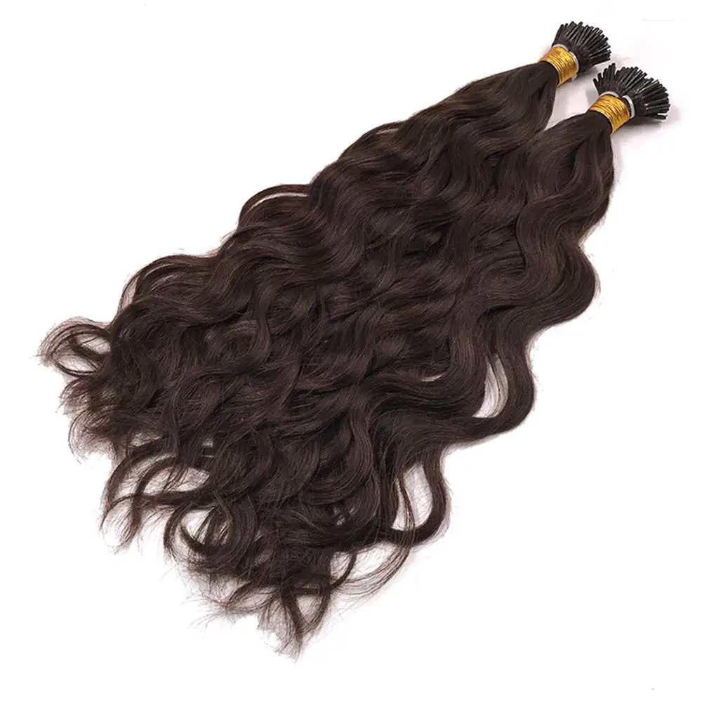 Natural Wave I Tip Human Hair Extension Brazilian Remy Hair Microlink Pre Bonded Stick I Tip Hair #2 #4 #1B 100g 100strands 2