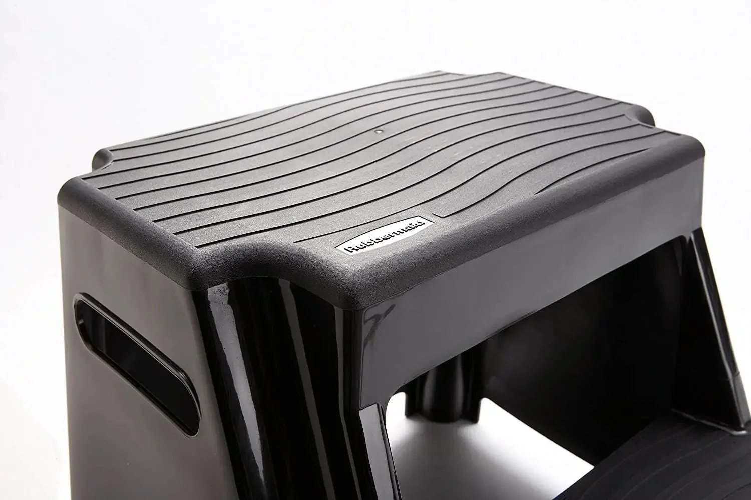 RM-P2 2-Step Molded Plastic Step Stool with Non-Slip Step Treads, 300 lbs. Load Capacity, Lightweight, Black (Amazon Exclusive)