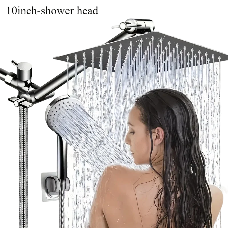 2024593-3dc84f.png S8ebdf9a21f3c44729e1ceffd4c428bbed Bathroom chrome plated concealed stainless steel pressurized shower shower set with extended lever arm, toilet top spray shower Mallzona