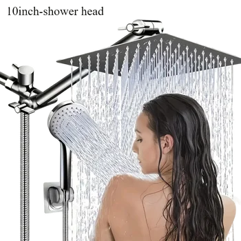 Bathroom chrome plated concealed stainless steel pressurized shower shower set with extended lever arm, toilet top spray shower