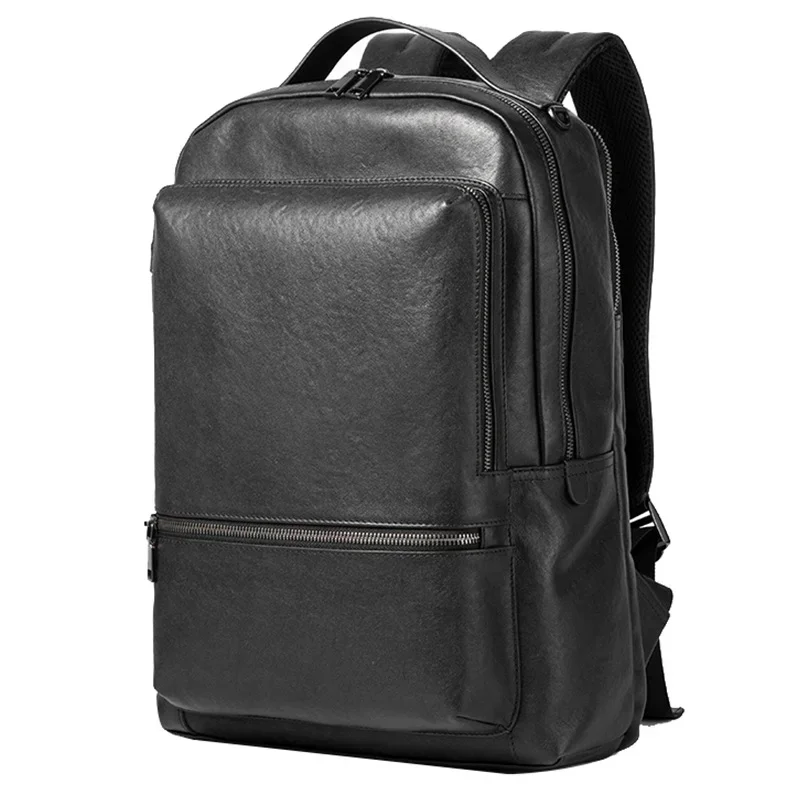 

Men Business Laptop Backpack Cow Leather Bagpack Casual Rucksack Men's Backpack Multifunctional Waterproof Bags For Male