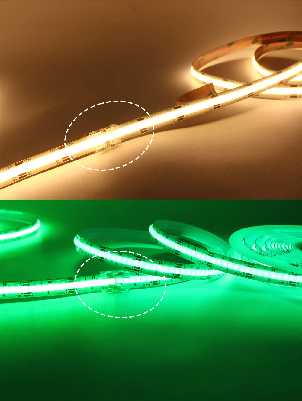 Lötfreier LED-Stecker, 2-polig, 5 mm, 8 mm, 10 mm, Streifen zum Streifen, Stromkabel, Überbrückungsklemme für RGB, CCT, COB, LED-Bandlicht – Detail 7