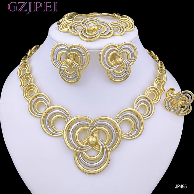 Elegant Women Necklaces Jewelry Sets Gold Color Jewelry On The Neck Wedding Party Accessories conjunto de joyeria para mujer - 4