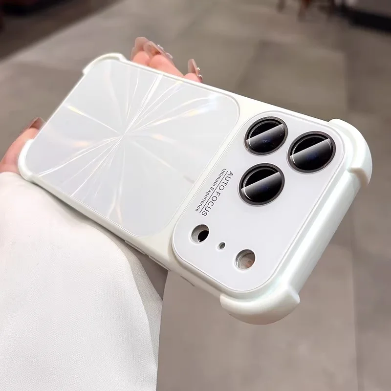 Bumper Shockproof Soft Silicone Case with Laser Aurora Glass Lens Protection and Touch Buttons Cover