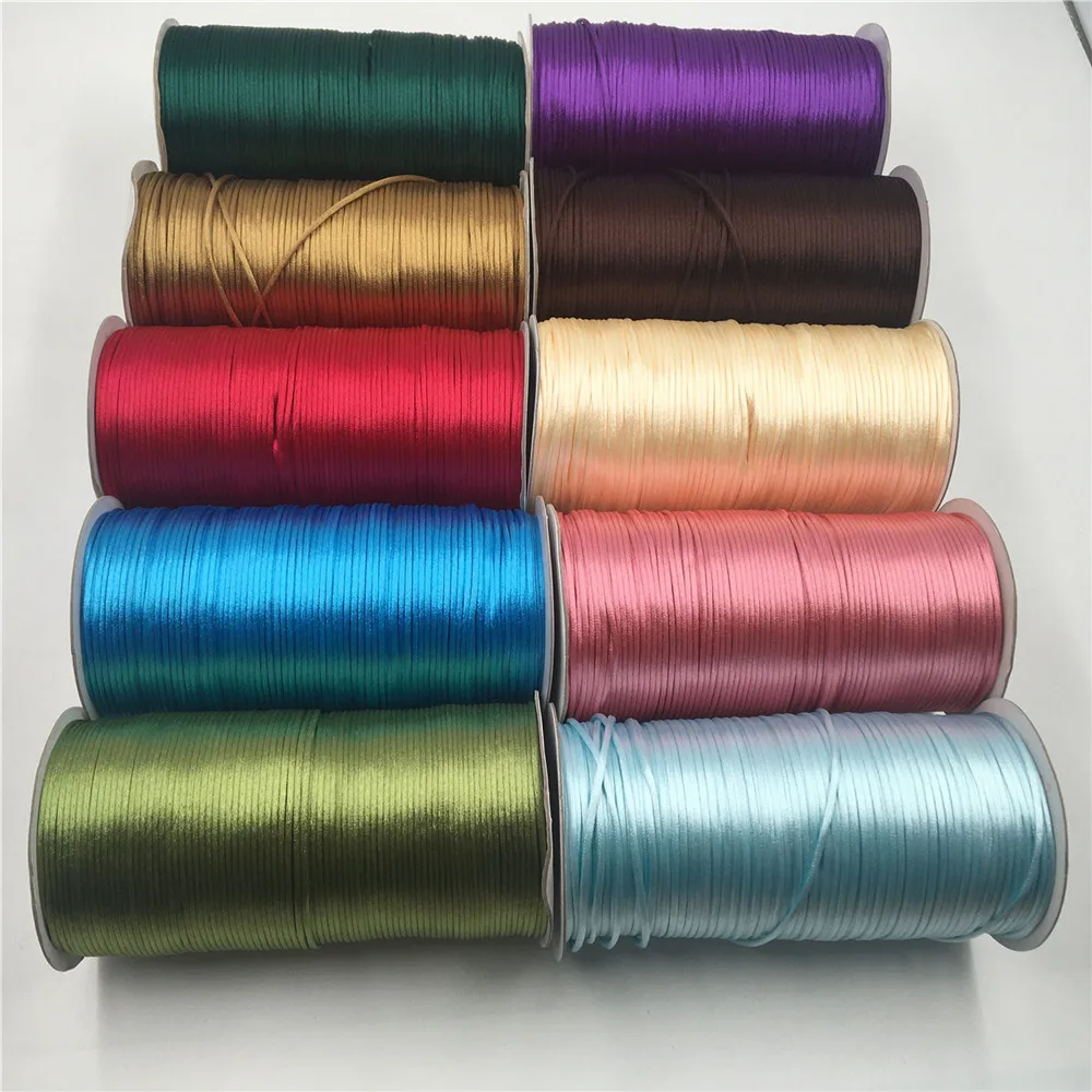 

2MM 10-225meters Chinese Knot Line Cord Silk Satin Nylon Cord 35colors for DIY String Necklace Bracelets