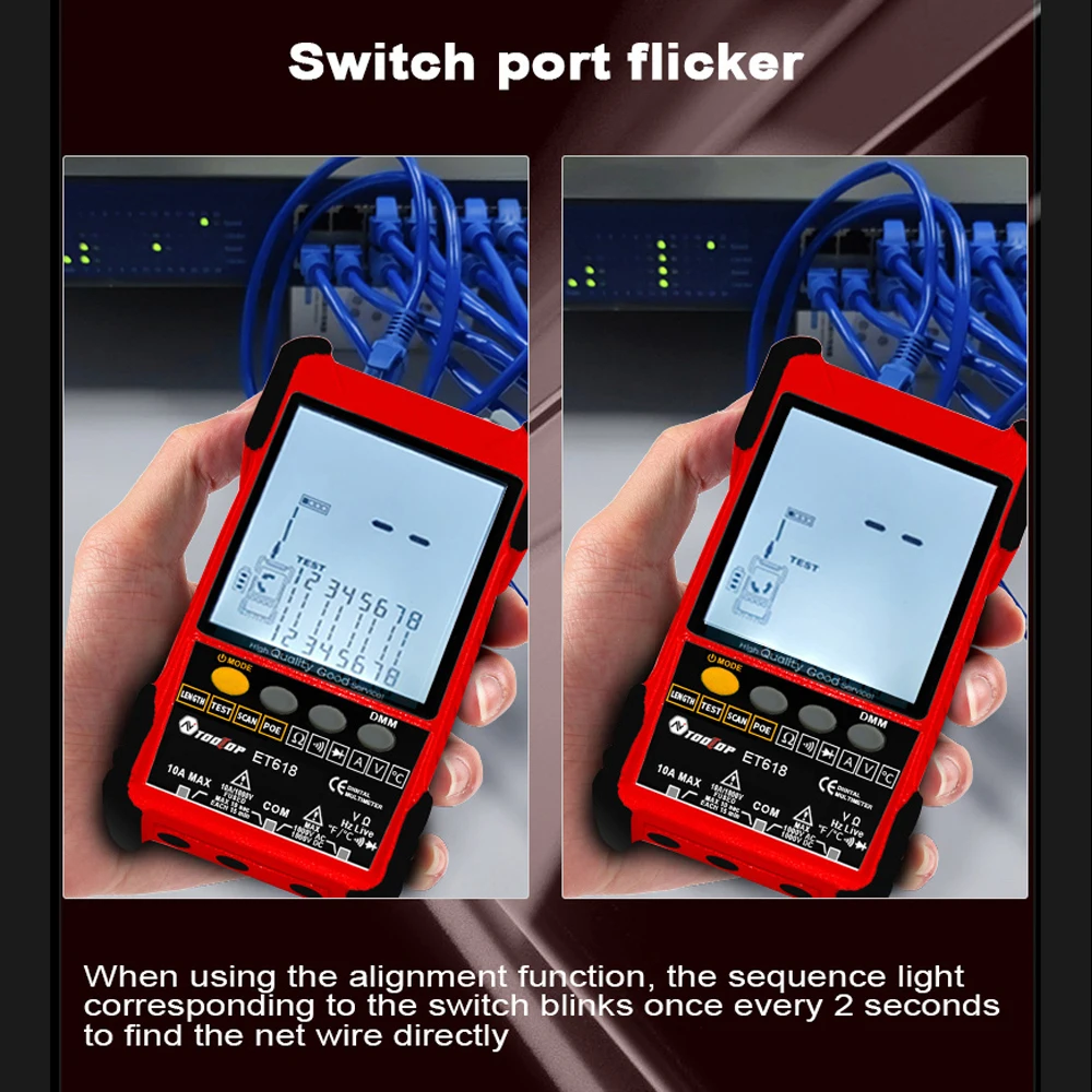 TOOLTOP ET618 Cable Tester Analogs Digital Search POE Test Cable ...