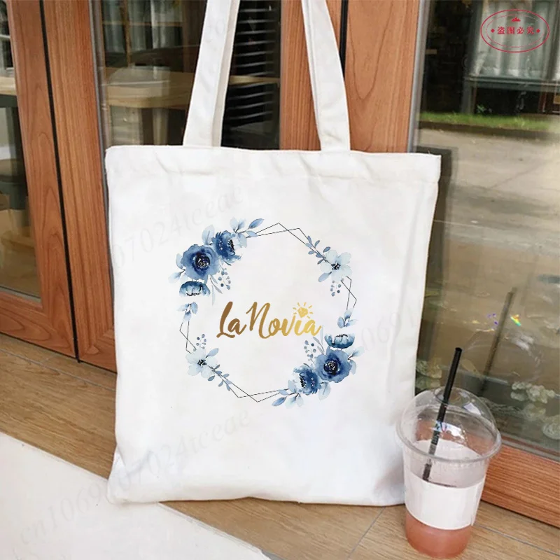 Spanish Woman Single Farewell Bachelorette Hen Party Shoulder Shopping Bags Bridal Wedding Team Bride Squad Canvas Tote Bag 2