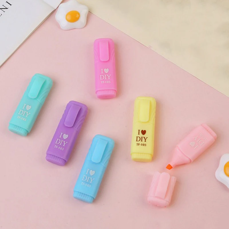 IATAHI 24 Surligneurs Forme Bonbon Kawaii - Mini Stylos Fluorescents Couleurs Assorties Pour Enfants