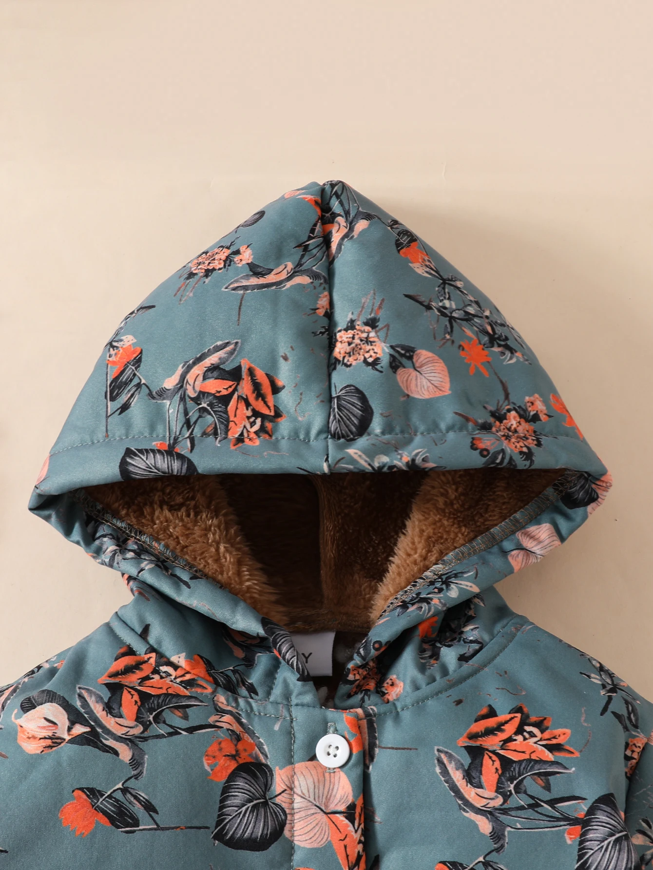 Girls Coat Winter Thickened Soft Cotton Outwear Plant Leaf Print Single-Breasted Hooded Casual girls coat children jackets