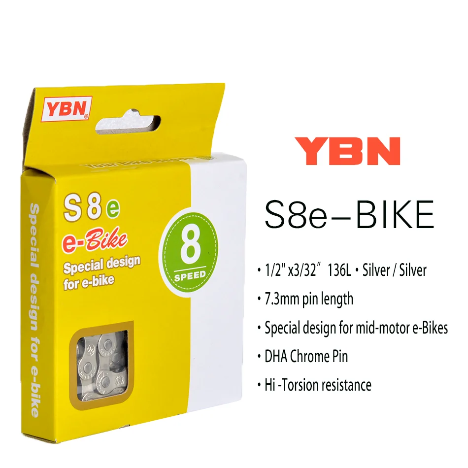 YBN E-Bike Kette 8/9/10/11/12-fach 136 Glieder Hochleistungskette für Shimano Bosch Mittelmotor E-MTB Rennrad – Detail 6